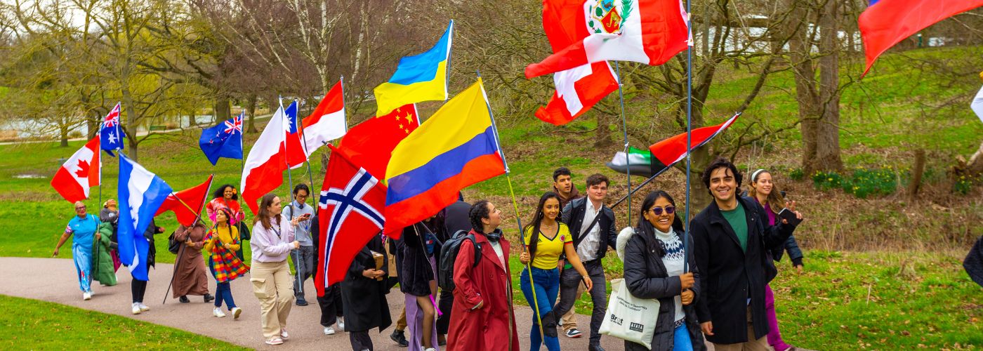 Group of students at Essex SU flag parade