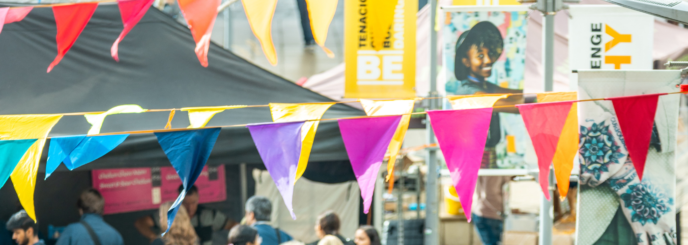 Essex SU bunting in square 3, university of essex campus
