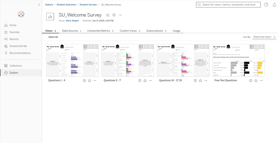 screenshot of essex uni welcome survey results