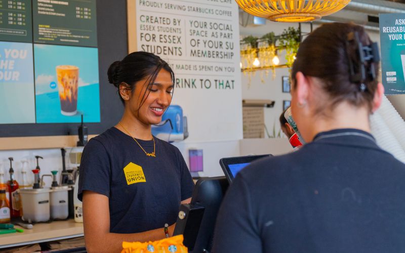 barista at essex su greenhouse cafe