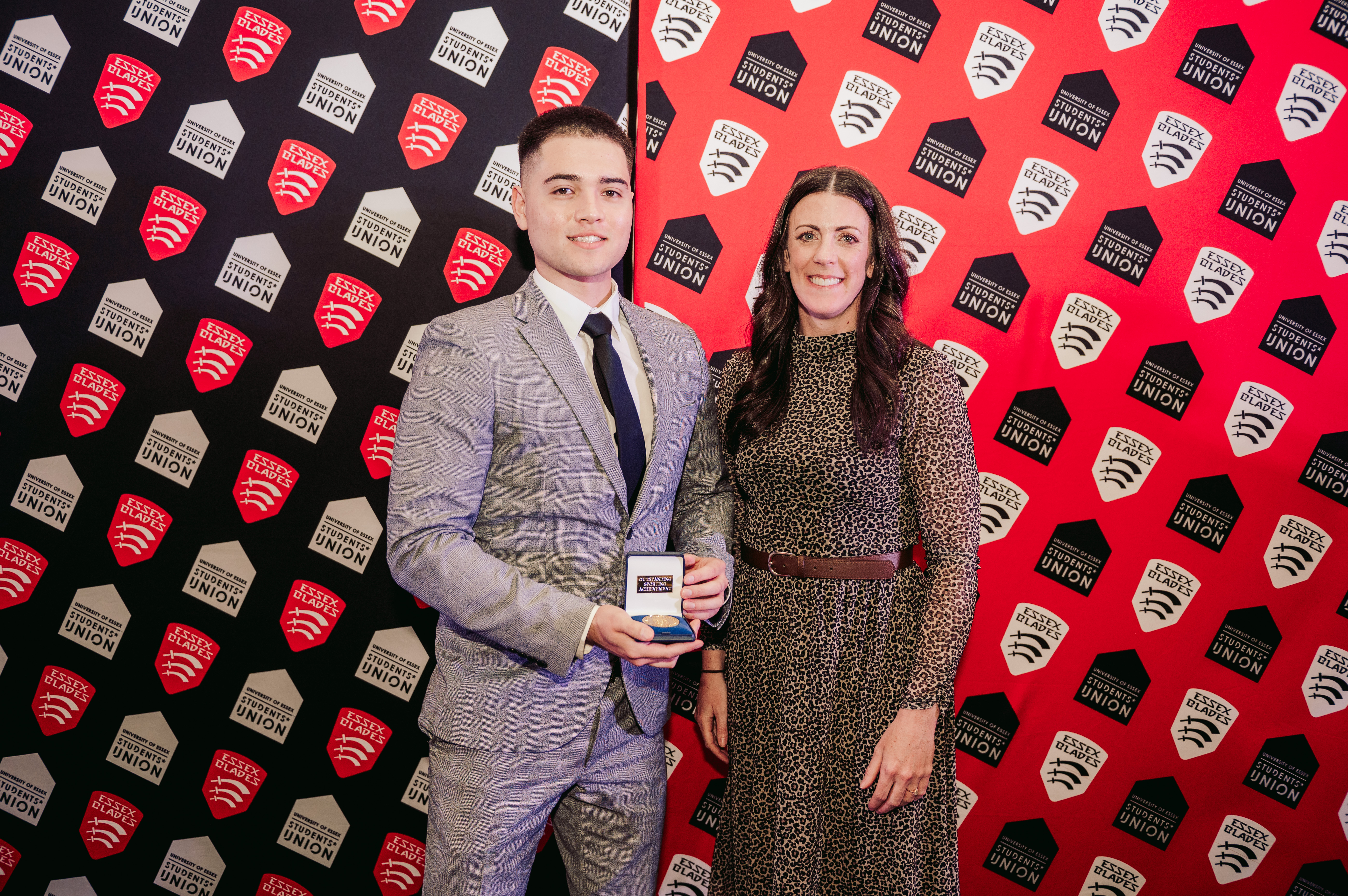 Essex Student accepting an award at sport awards