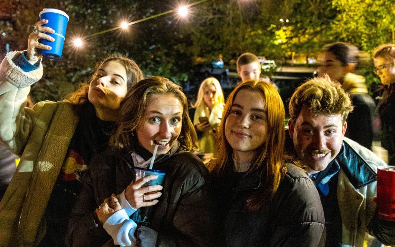 4 essex students at the festive light trail