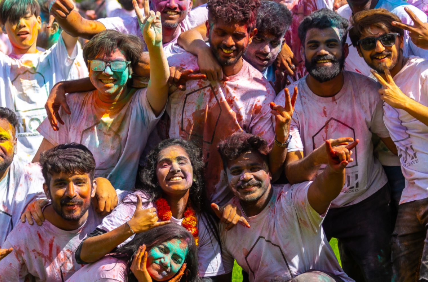 Essex students covered in paint at Holi