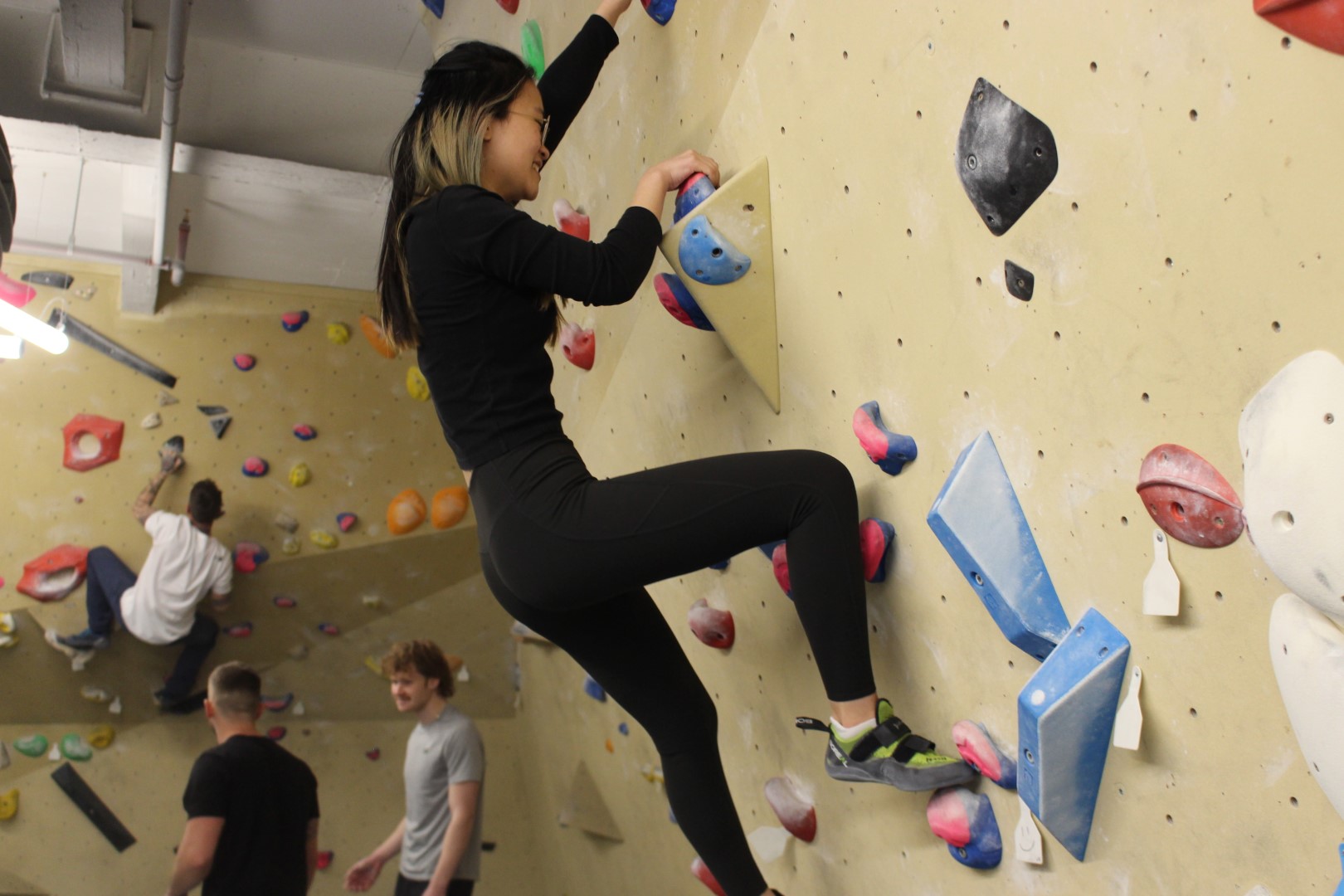 essex student on a climbing wall